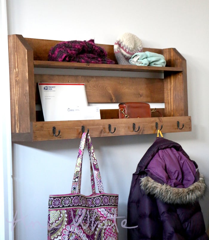 Small Pallet Inspired Coat Rack with Shelves Ana White